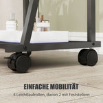 Full-Length Mirror, 42 x 155 cm with Shelf and Wheels, Black