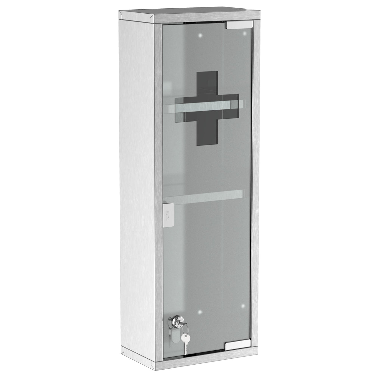 Medicine Cabinet First Aid Cabinet 20x12x58cm Home Office Stainless Steel Silver