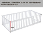 Children's Bed 90x200 Wooden Frame with Railing & Door, White