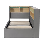 Daybed with Hydraulic Storage, LED and USB, Grey Velvet