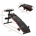 Sit-Up Bench, Adjustable & Foldable, Training Ropes, Steel Black Red