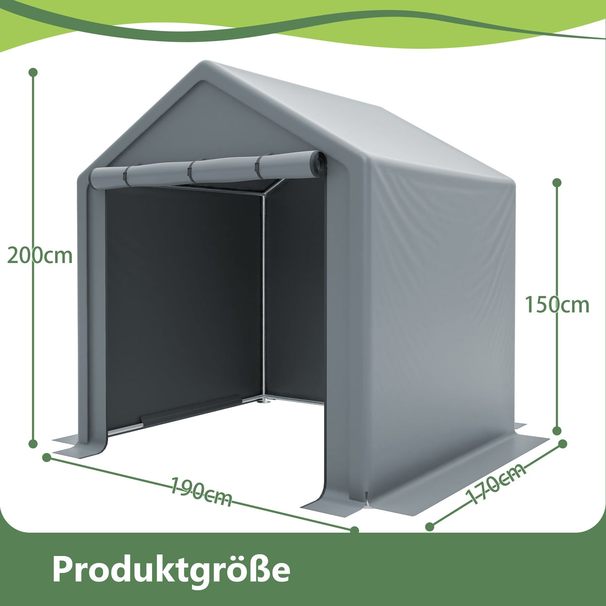 Tool Shed 190x170x200cm, Bicycle Garage, Storage Tent, Dark Gray