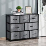 Chest of Drawers, 8 Fabric Drawers, Metal Frame, Dark Gray
