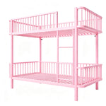 Metal Bunk Bed 90x200 with Safety Railing, Space-Saving, Black, Pink