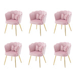 Chairs, Set of 6 Modern Velvet Petal Back with Gold Metal Legs