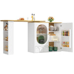 360° Rotating Bar Table Kitchen Island Storage Cabinet - White/Black