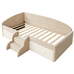 Children's Upholstered Bed 90x190cm with Steps, Beige Velvet