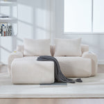 Modular Corduroy Sofa for 2 People with Ottomans, Cup Holder and Side Pocket, Beige