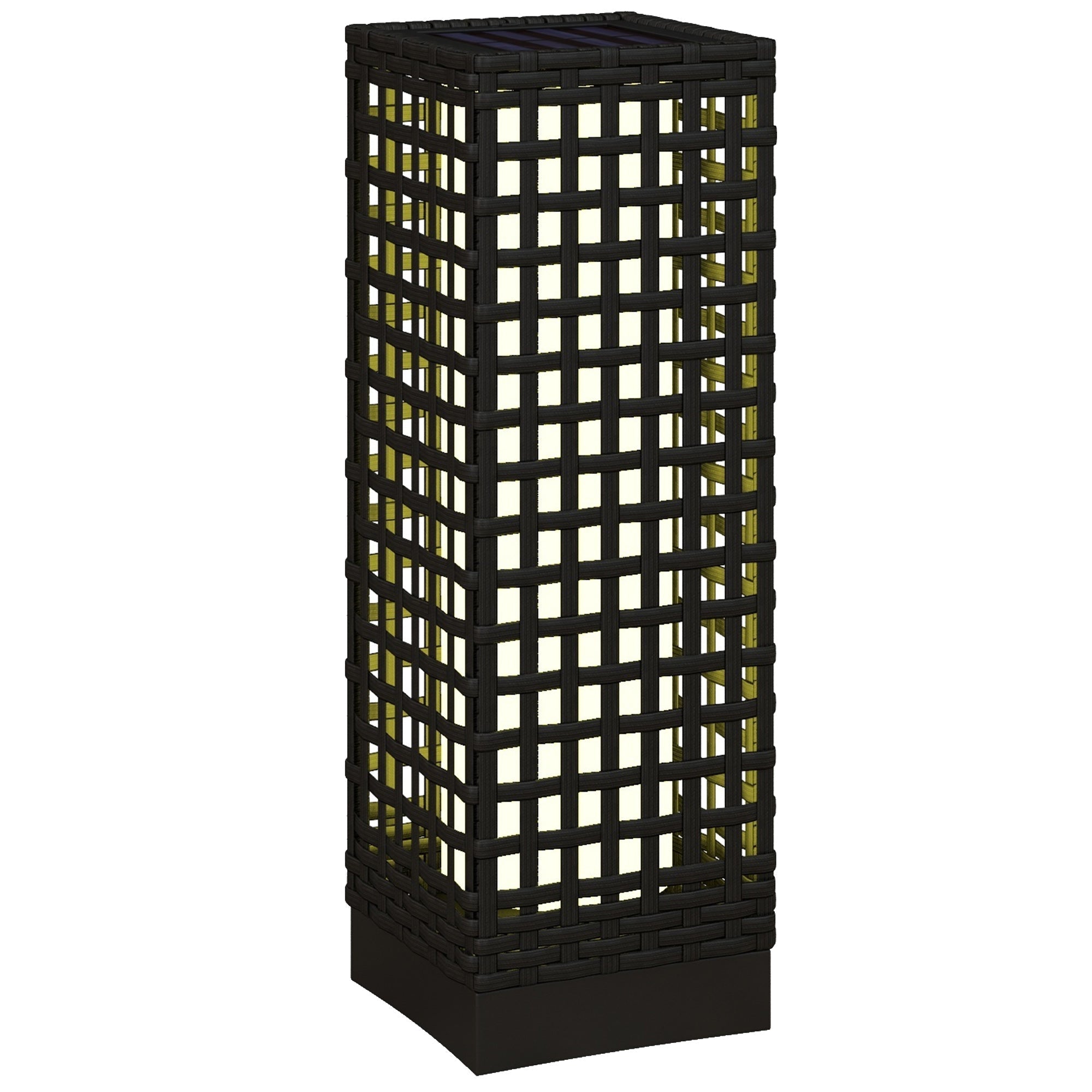Solar Light Rattan Design Waterproof Light Sensor LED Garden Lamp, Black