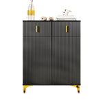 Sideboard/Shoe Cabinet with Adjustable Shelves, Drawers, Gilded Decorations, Black