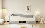 Upholstered Children's Bed 90x190 with Drawers, Grey Velvet