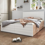 Double Wooden Bed, 180x200cm with 2 Drawers & Slatted Frame, Oak/White