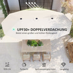 Double Parasol, 436 x 260 cm, UV Protection, Steel, Beige