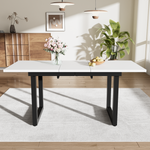 Extendable Dining Table 140/180cm Rectangular Industrial Style MDF White/Black