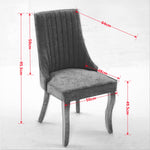 Dining Chairs Set of 2 Channel Upholstered Solid Wood Legs - Blue Linen
