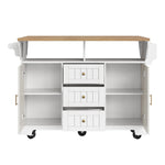 Kitchen Island Extendable Mobile 2 Doors 3 Drawers Spice Rack - Black/White