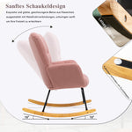 Mid Century Modern Rocking Chair, Tufted Teddy Fabric, Padded Seat, Pink