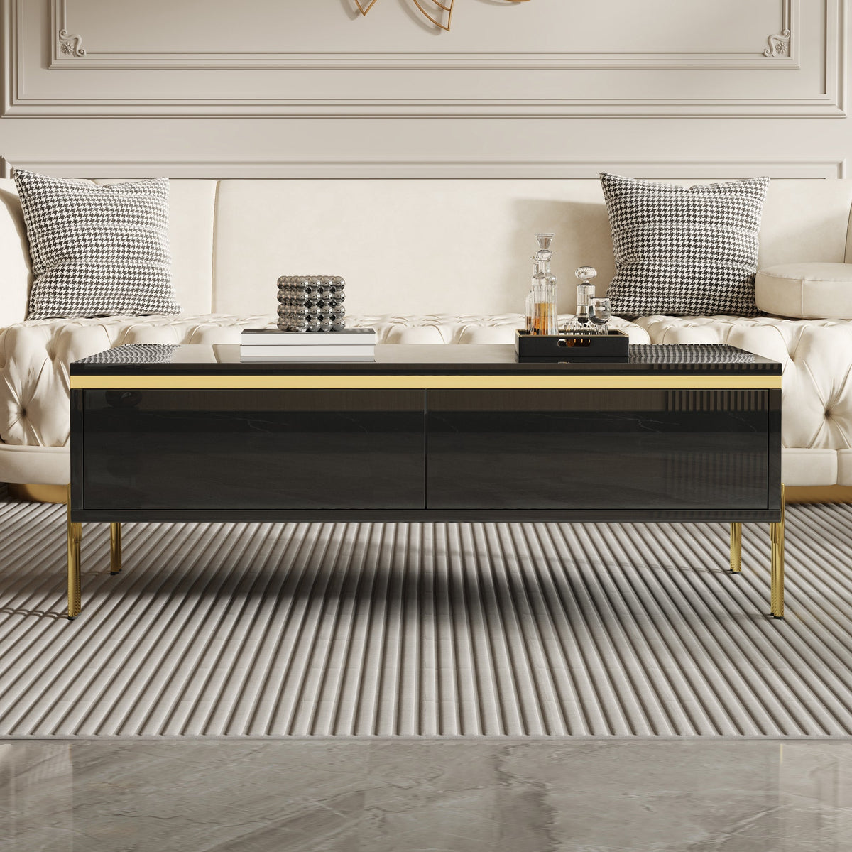 High-Gloss Coffee Table Multifunctional Side Table 100x50x36cm
