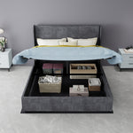 Modern Upholstered Bed 140x200 cm Gas Lift Storage, Grey