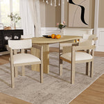 2 Solid Wood Dining Chairs Comfortable Modern Style Linen Fabric Natural Color