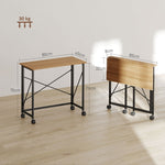 Folding Desk 80cm with Wheels, Space Saving, Oak