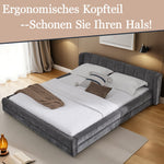Double Bed 140x200cm Comfortable Backrest Chenille - Dark Grey