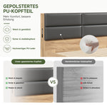 Single Storage Bed 90x200cm with USB & Drawers, Natural Wood