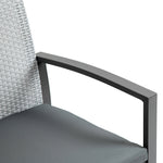 Rattan Seating Set, 3-Piece with Dining Table, Steel & Polyester, Black/Grey