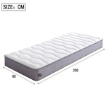 Upholstered Bed 90x200cm with LED & Storage, Linen Grey