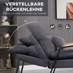 Recliner Wingback Chair with Footstool, Reclining Upholstered TV Chair, Gray
