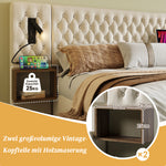 Sofa Bed 90x190cm with Storage, LED & USB, Beige Velvet