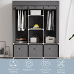 Foldable Wardrobe with Zipper Storage, Non-Woven Fabric, Dark Grey