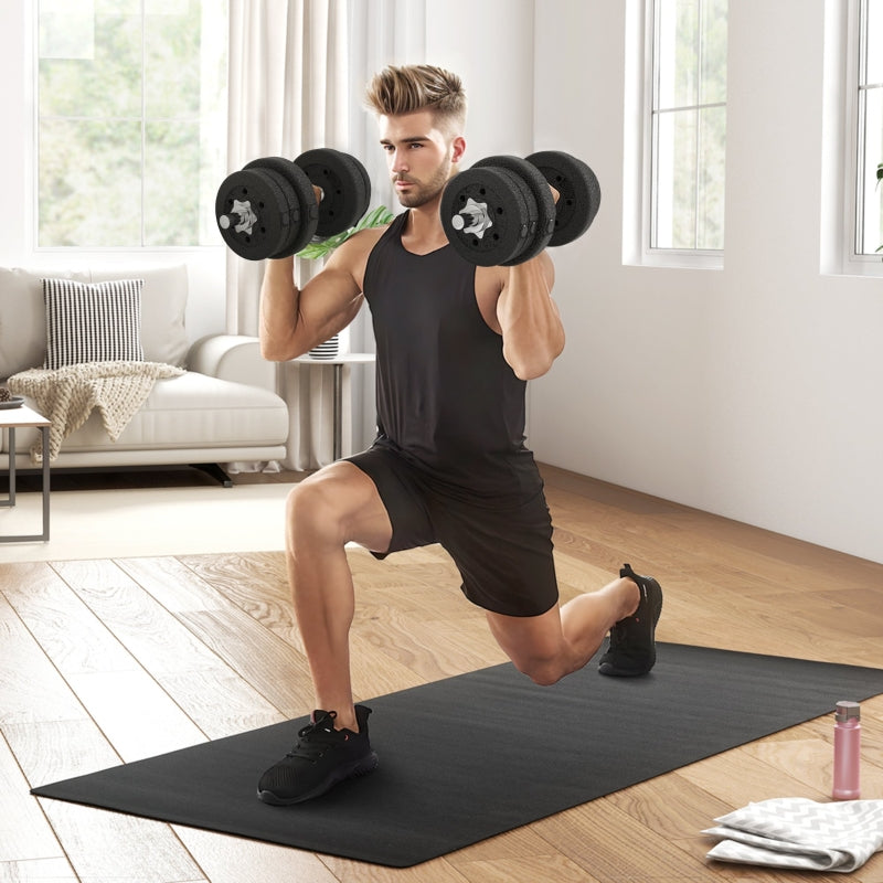25kg Dumbbell Set with Weight Plates for Home and Gym, Steel and Faux Leather, Black