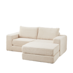 Corduroy 2-in-1 Sofa Bed with Two Pillows, Removable Footstool and Modular Design, Corduroy
