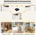 Extendable Rolling Bar Table 360° Swivel Storage Drawers - White