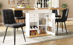 Telescopic Dining Table with Extendable Design and Wine Rack, White