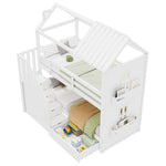 Children's Bunk Bed 90x200cm Multifunctional with Storage Stairs Drawers & Shelves Pine MDF White