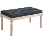 Upholstered Bench Vintage, Seat Bed Hallway with Buttons, Dark Grey Linen