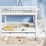 Bunk Bed Trundle Ladder Safety Rails 90x200/190cm, Pine+MDF White