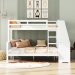 Bunk Bed with Table & Storage, 90x200/140x200 cm, White