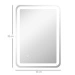 kleankin LED Bathroom Mirror 50x70cm, 3 Light Colors, Touch Switch, Anti-Fog, Tempered Glass Silver