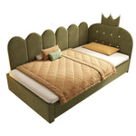 L-Shape Sofa Bed with Pull-out Guest Bed and Crown Lattice Design, 90x200cm, Green Velvet