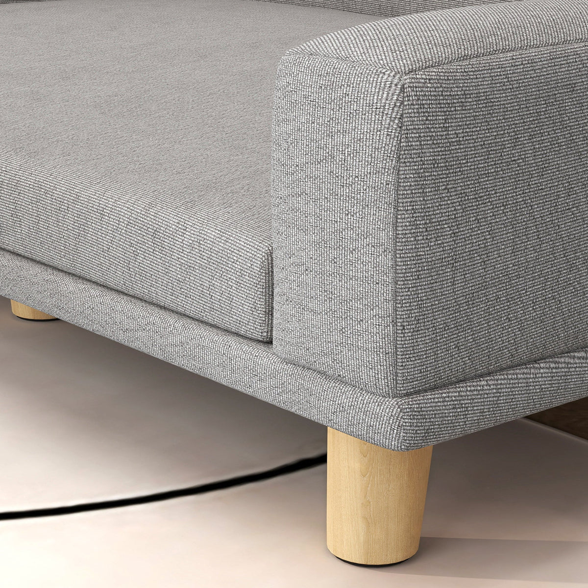 Dog Sofa, Raised with Cushion, Wooden Legs, Grey