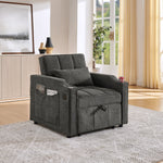 3-in-1 Sofa Bed Slide-to-Transform USB Charging - Gray