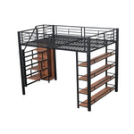 Loft Bed 140*200, Safety Stairs, Storage, Wardrobe, Shelves, Black