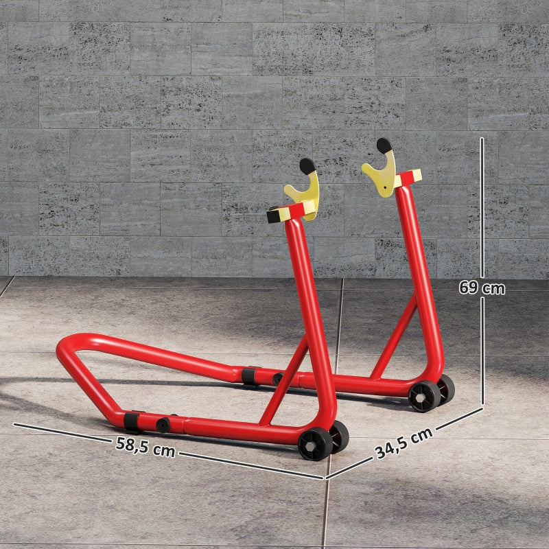 Motorcycle Stand Set, Front/Rear Assembly Jack 544 kg, Steel Red