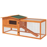Small Animal Hutch, Indoor Outdoor with Tray & Ramp, Fir Wood, Orange