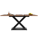 Telescopic Dining Table Extendable 120-160cm Crossed Iron Legs - Walnut