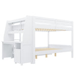 Bunk Bed 140x200cm with Desk, Cabinet & Drawers, White
