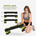 Step Board Aerobic Stepper, Adjustable 3 Levels, 150 kg, Green